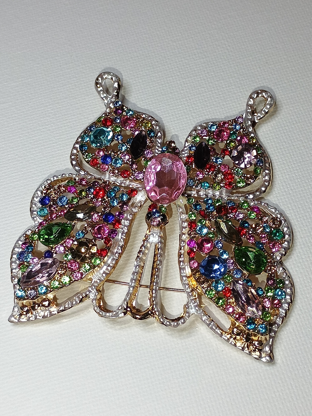 Multicolor Crystal Butterfly Brooch